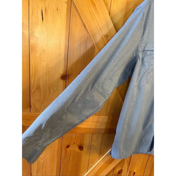 Wrangler Men's Outdoor Button Up Heather Blue Long Sleeve Size Large (5481) - Picture 3 of 6